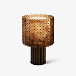 Mica Disc Lattice Table Lamp – Artisan Bronze & Amber Glow