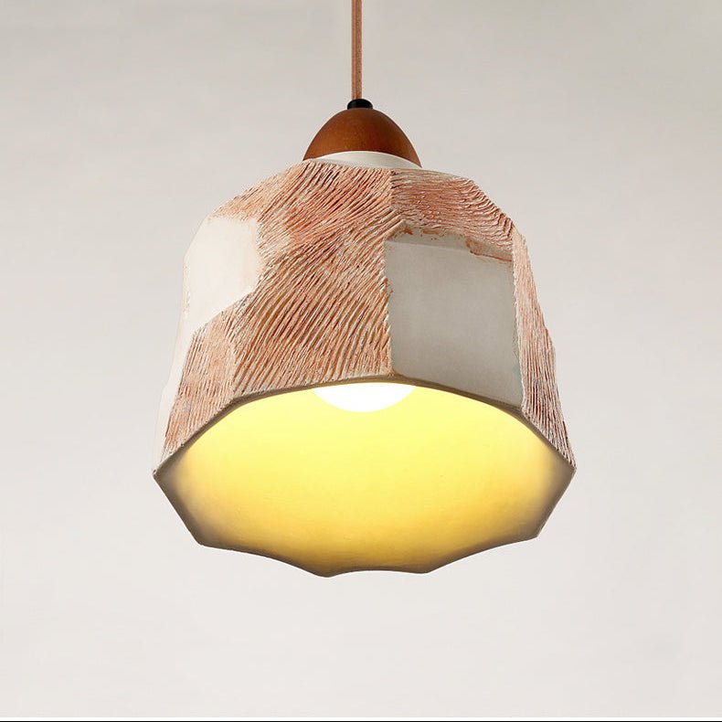 Artisan Microcement Pendant Light with Walnut Accent