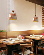 Artisan Microcement Pendant Light with Walnut Accent