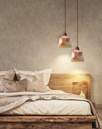 Artisan Microcement Pendant Light with Walnut Accent