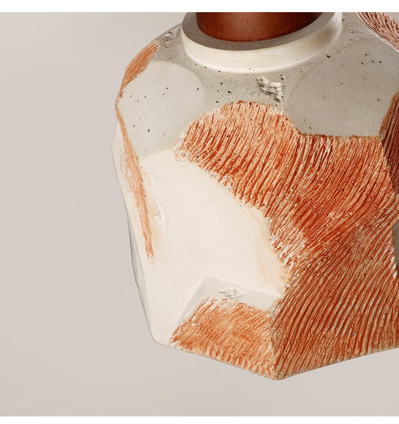 Artisan Microcement Pendant Light with Walnut Accent