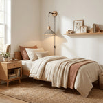 Microcement Plug-In Wall Sconce with Wood Mount