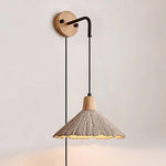 Microcement Plug-In Wall Sconce with Wood Mount