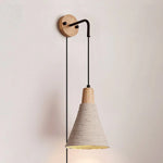 Microcement Plug-In Wall Sconce with Wood Mount