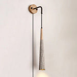 Microcement Plug-In Wall Sconce with Wood Mount