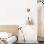 Artisan Microcement Wall Sconce with Wood Accent – Modern Minimalist Lighting