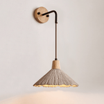 Artisan Microcement Wall Sconce with Wood Accent – Modern Minimalist Lighting