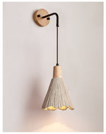 Artisan Microcement Wall Sconce with Wood Accent – Modern Minimalist Lighting