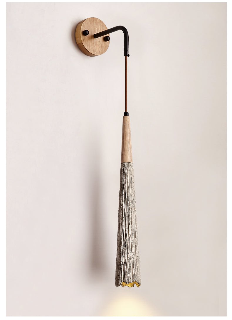 Artisan Microcement Wall Sconce with Wood Accent – Modern Minimalist Lighting
