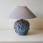 Midnight Rose Ceramic Table Lamp with Linen Shade for Bedroom and Living Room