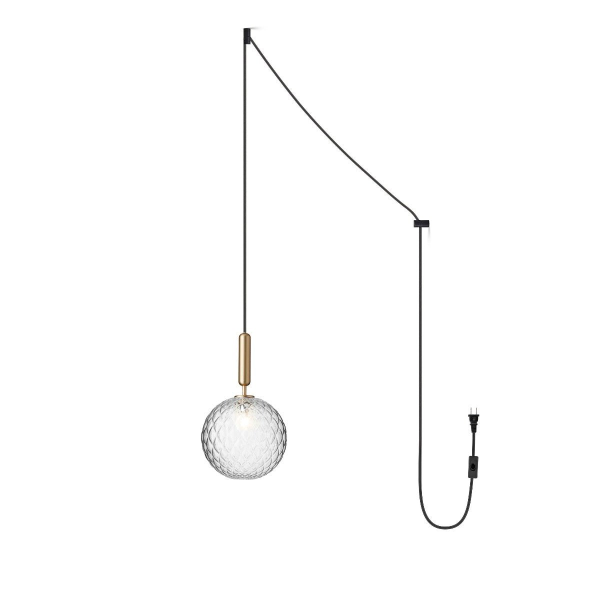 Scandiluxe Brass Pendant Light with Glass Shade – Modern Swag Ceiling Lamp