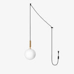 Scandiluxe Brass Pendant Light with Glass Shade – Modern Swag Ceiling Lamp