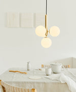 Scandiluxe Brass Pendant Light with Glass Shade – Modern Swag Ceiling Lamp