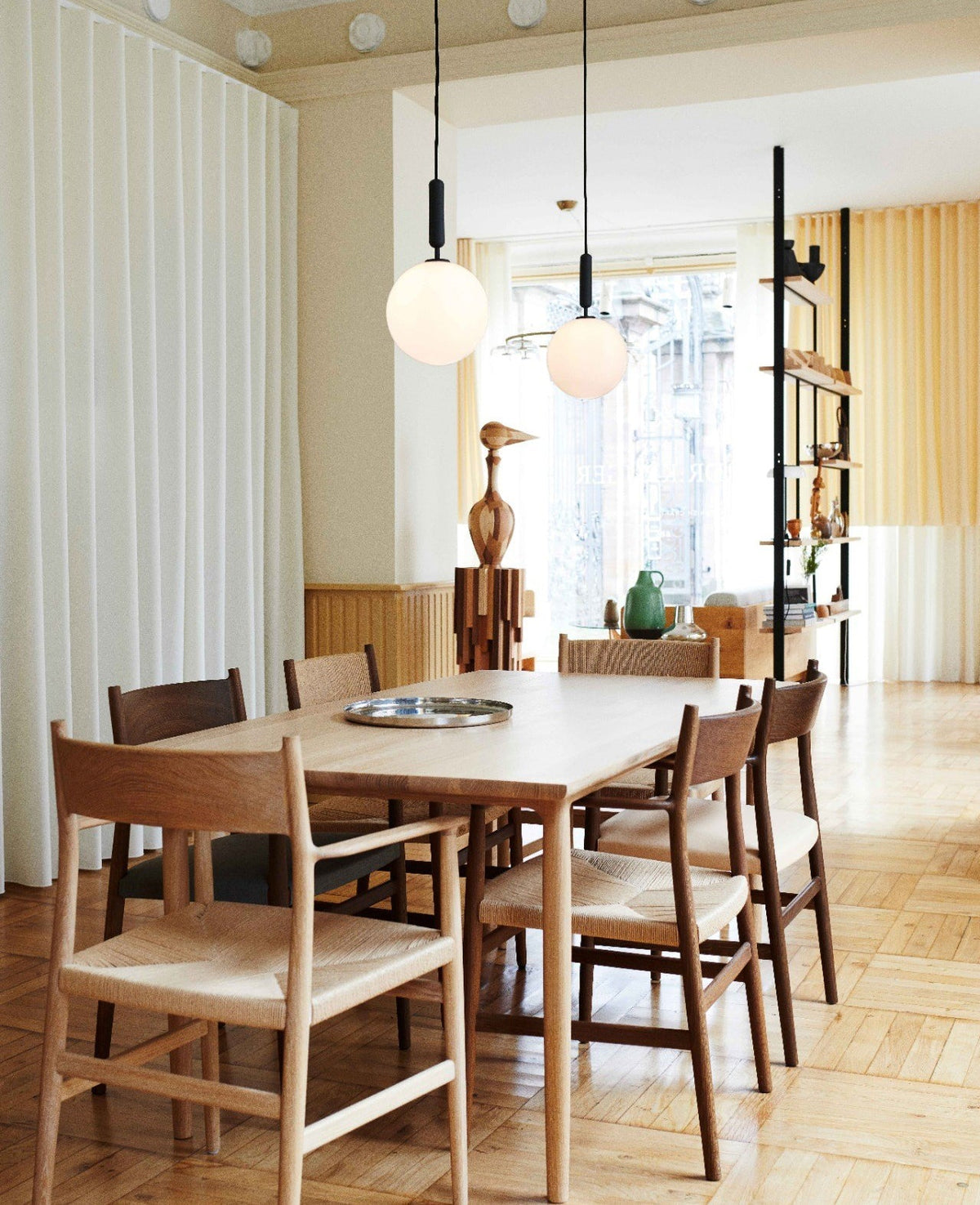 Scandiluxe Brass Pendant Light with Glass Shade – Modern Swag Ceiling Lamp