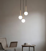 Scandiluxe Brass Pendant Light with Glass Shade – Modern Swag Ceiling Lamp
