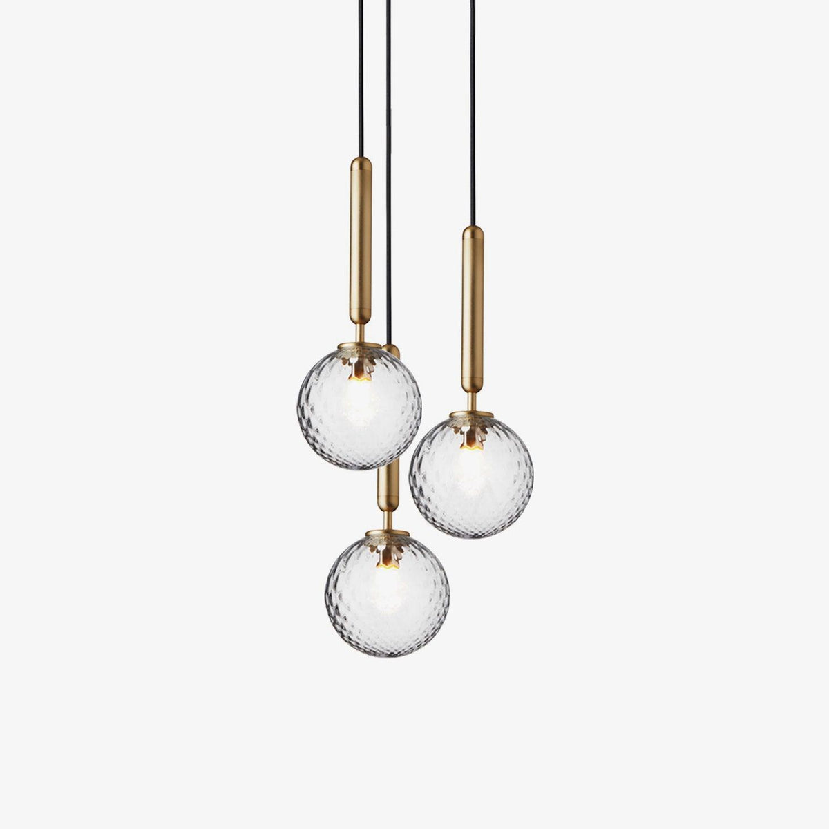 Scandiluxe Brass Pendant Light with Glass Shade – Modern Swag Ceiling Lamp