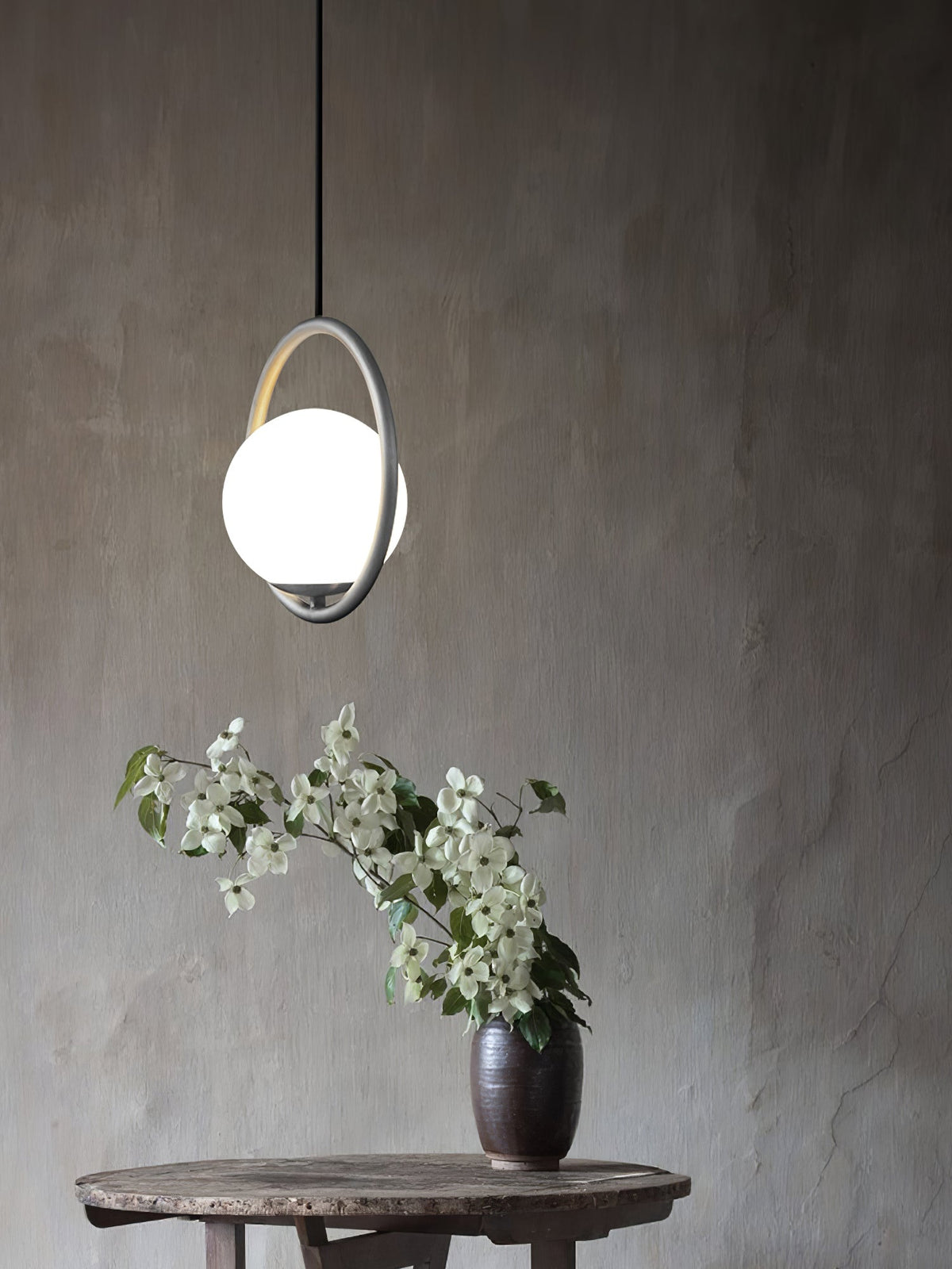 Mila Brass Pendant Swag Light – Hand-Blown Glass & Brass Hanging Lamp