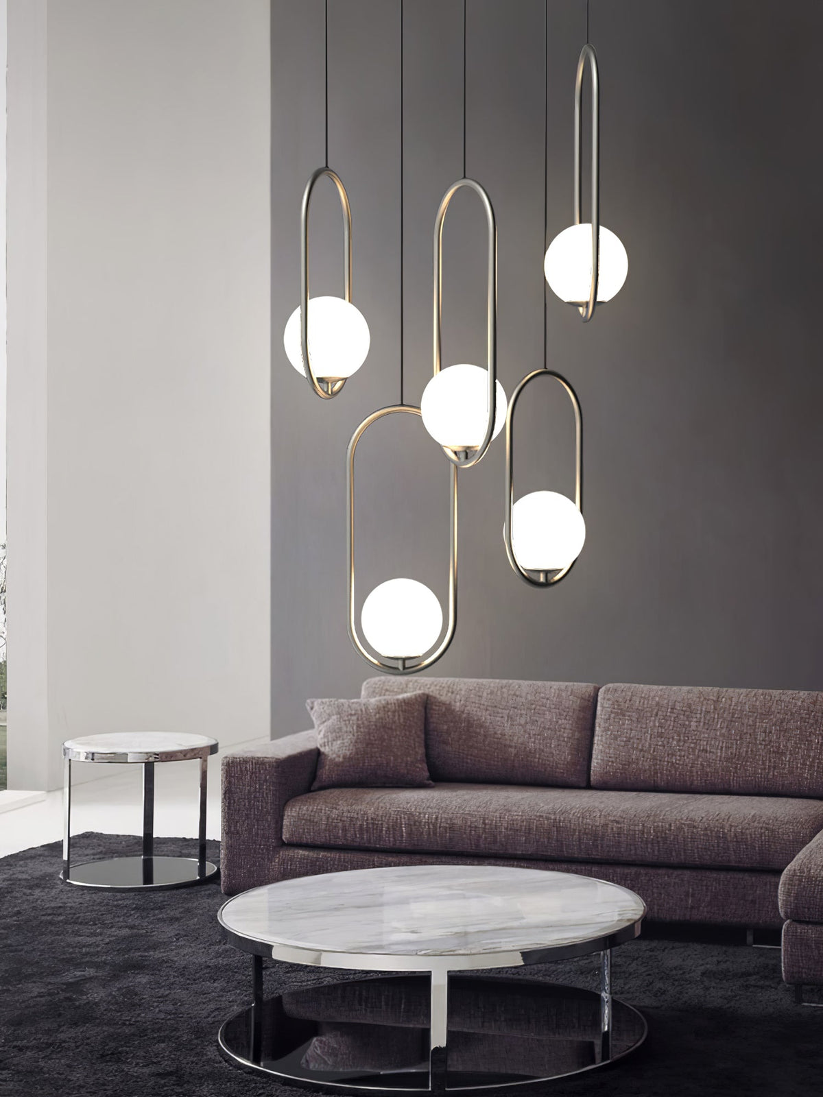Mila Brass Pendant Swag Light – Hand-Blown Glass & Brass Hanging Lamp