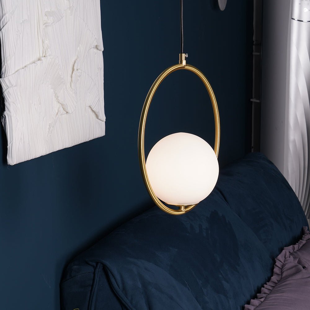 Mila Brass Pendant Swag Light – Hand-Blown Glass & Brass Hanging Lamp