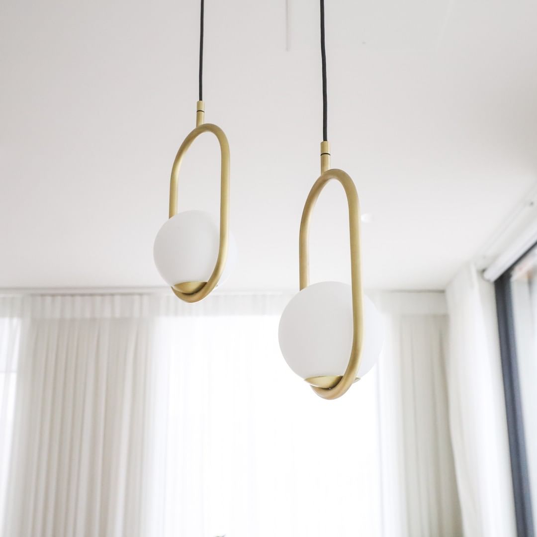 Mila Brass Pendant Swag Light – Hand-Blown Glass & Brass Hanging Lamp