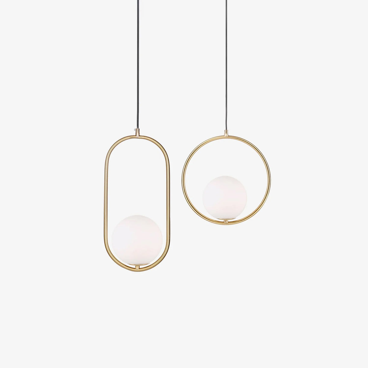 Mila Brass Pendant Swag Light – Hand-Blown Glass & Brass Hanging Lamp