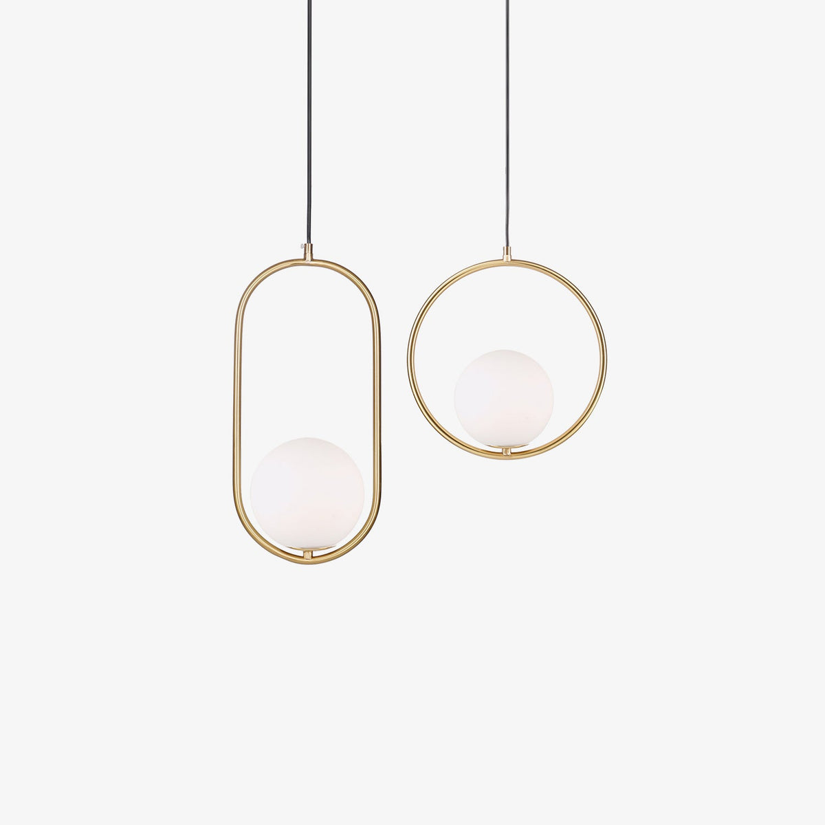Mila Brass Pendant Swag Light – Hand-Blown Glass & Brass Hanging Lamp