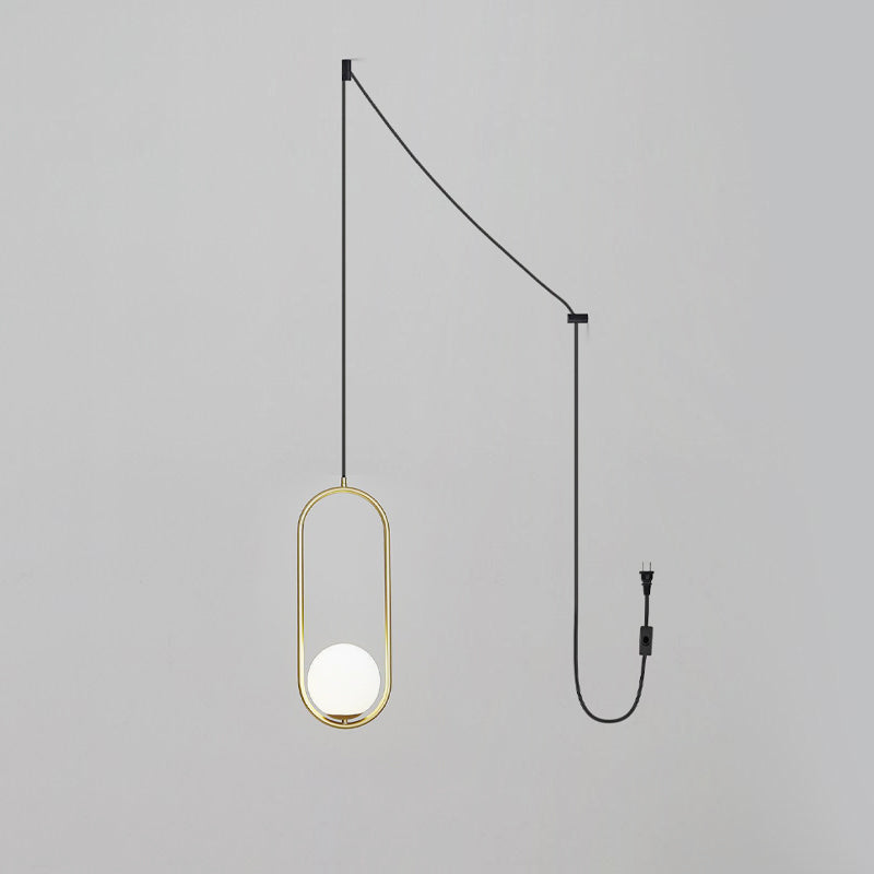 Mila Brass Pendant Swag Light – Hand-Blown Glass & Brass Hanging Lamp