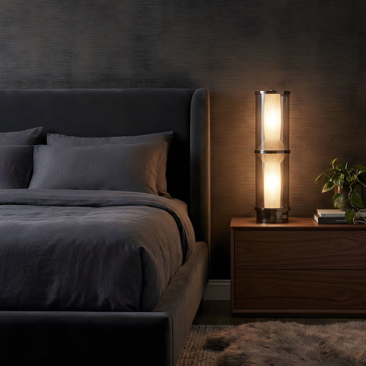 Miles Fluted Glass Table Lamp with Integrated LED
