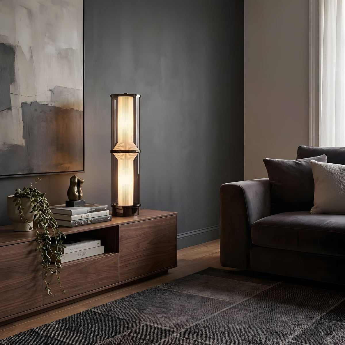 Miles Fluted Glass Table Lamp with Integrated LED