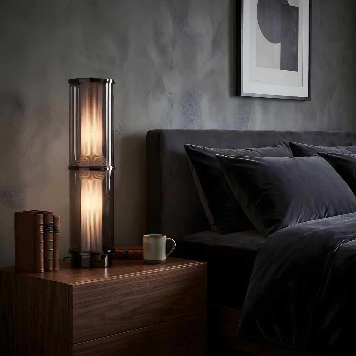 Miles Fluted Glass Table Lamp with Integrated LED