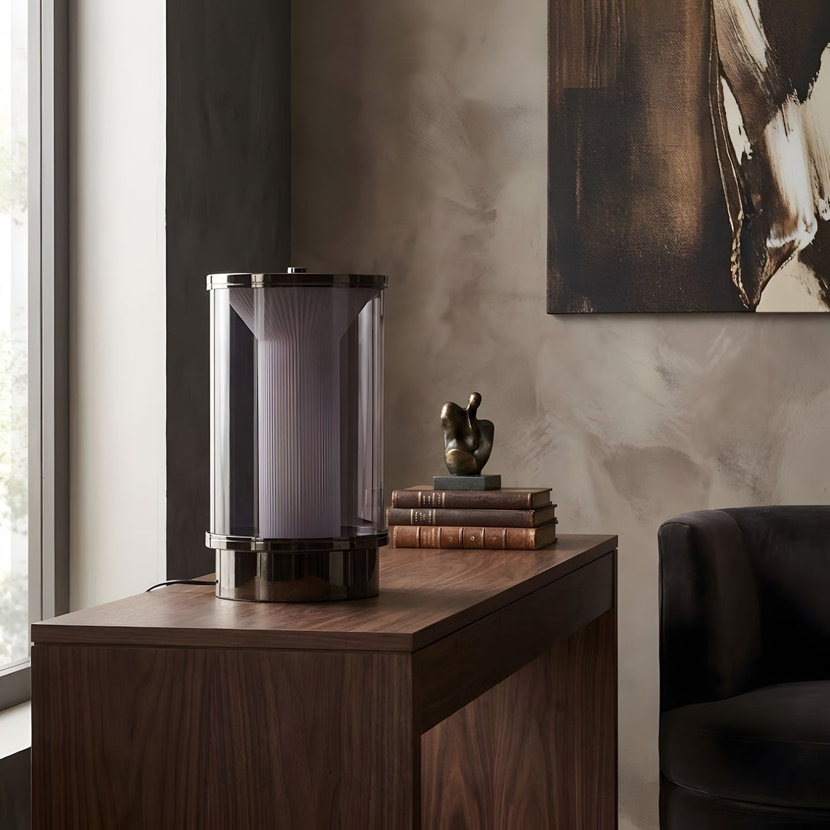 Miles Fluted Glass Table Lamp with Integrated LED