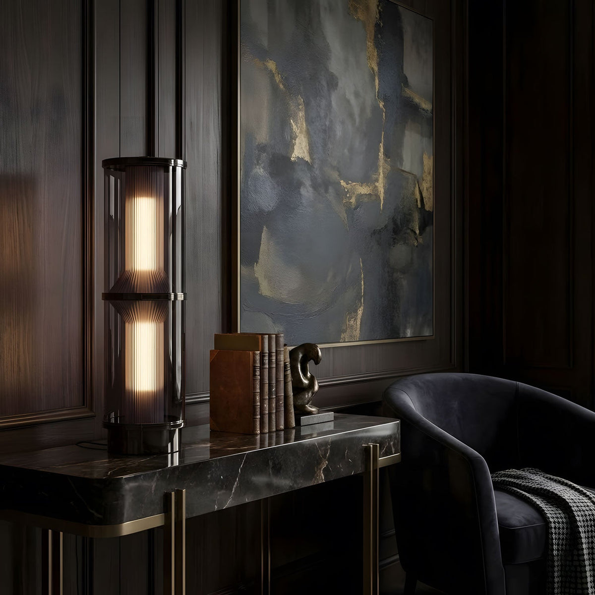 Miles Fluted Glass Table Lamp with Integrated LED