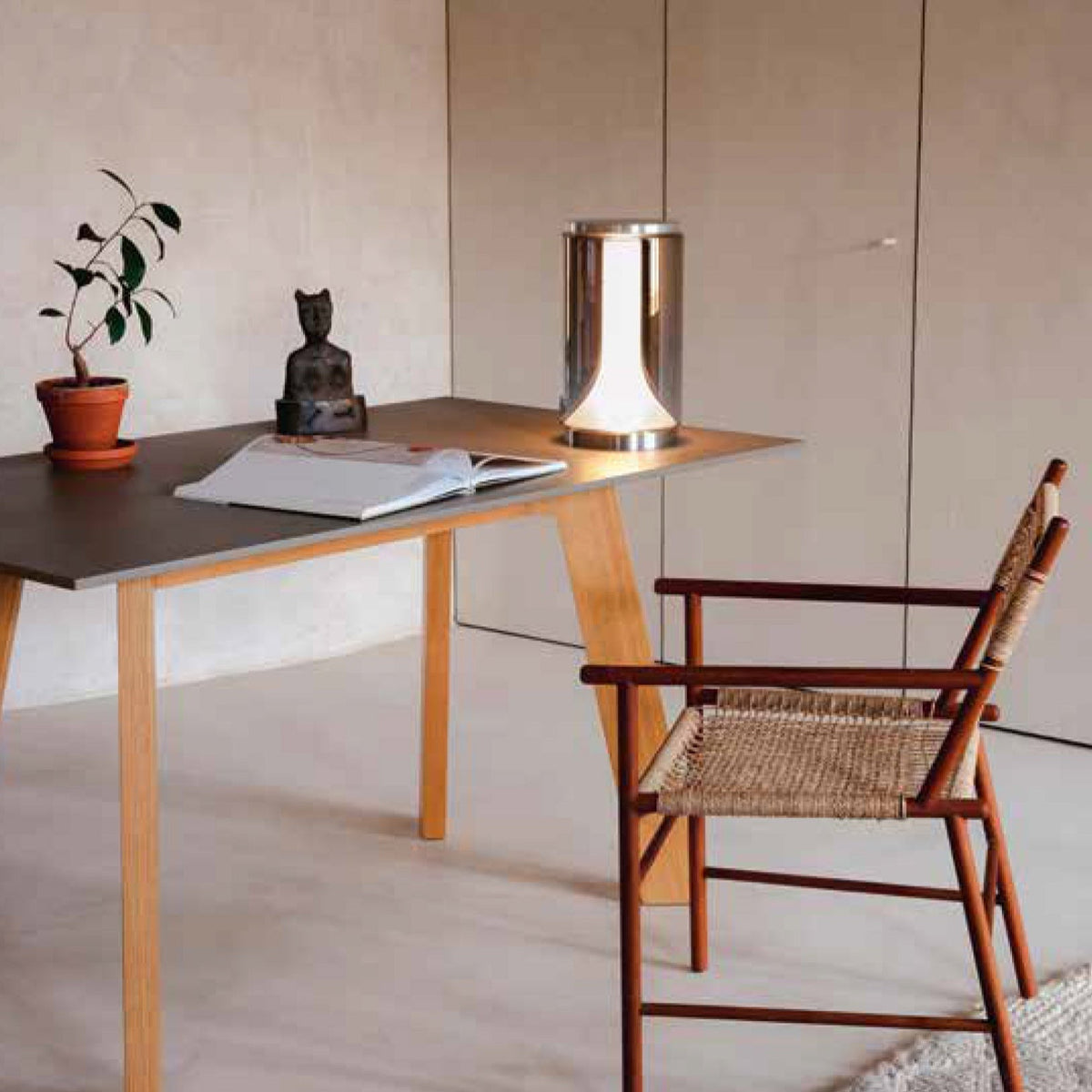 Miles Fluted Glass Table Lamp with Integrated LED