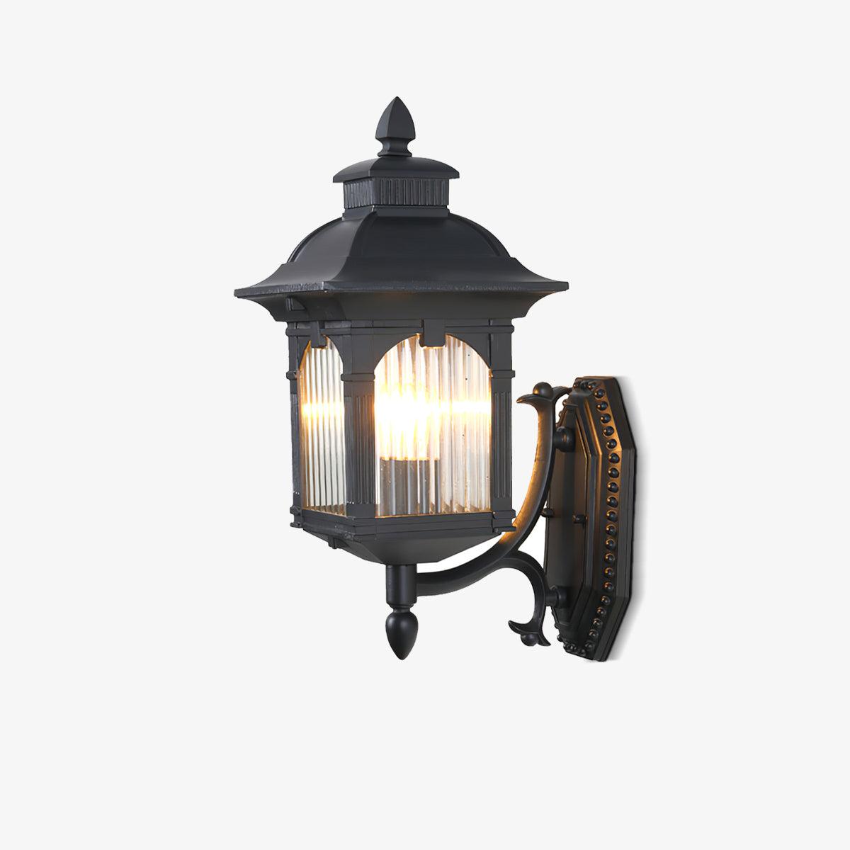 Miller Roof Outdoor Wall Light – Modern Black Metal & Glass Sconce