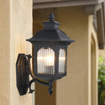 Miller Roof Outdoor Wall Light – Modern Black Metal & Glass Sconce