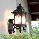 Miller Roof Outdoor Wall Light – Modern Black Metal & Glass Sconce