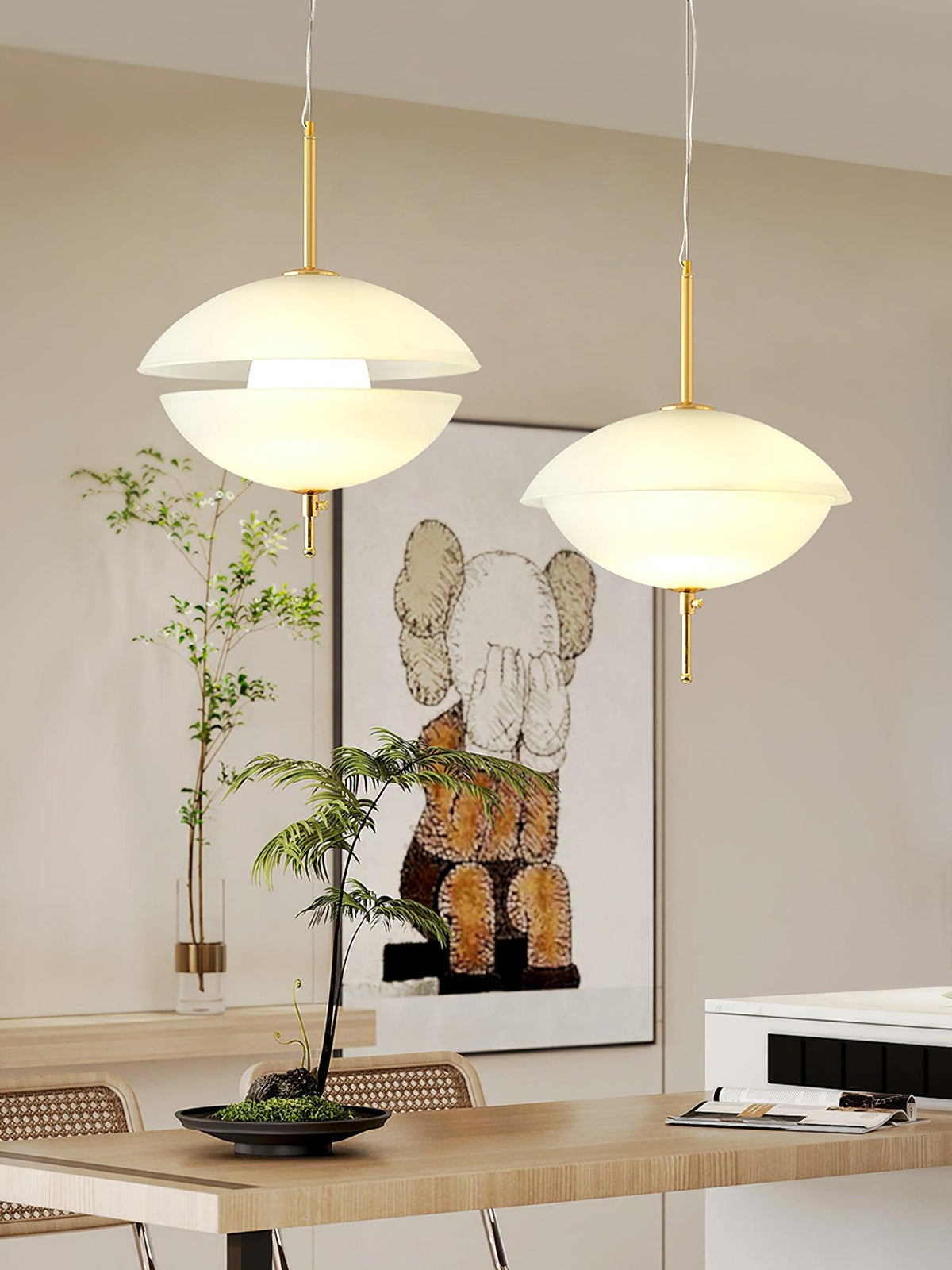 Miller Shell Pendant Light – Modern Glass & Metal Hanging Lamp for Dining, Kitchen, Bedroom