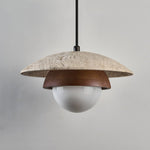 Milo Travertine Pendant Light – Natural Stone & Wood Hanging Lamp