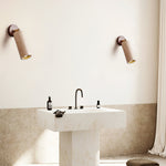 Milo Travertine Wall Sconce with Brass Accents for Modern Interiors