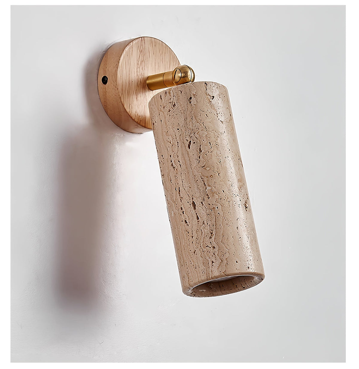 Milo Travertine Wall Sconce with Brass Accents for Modern Interiors