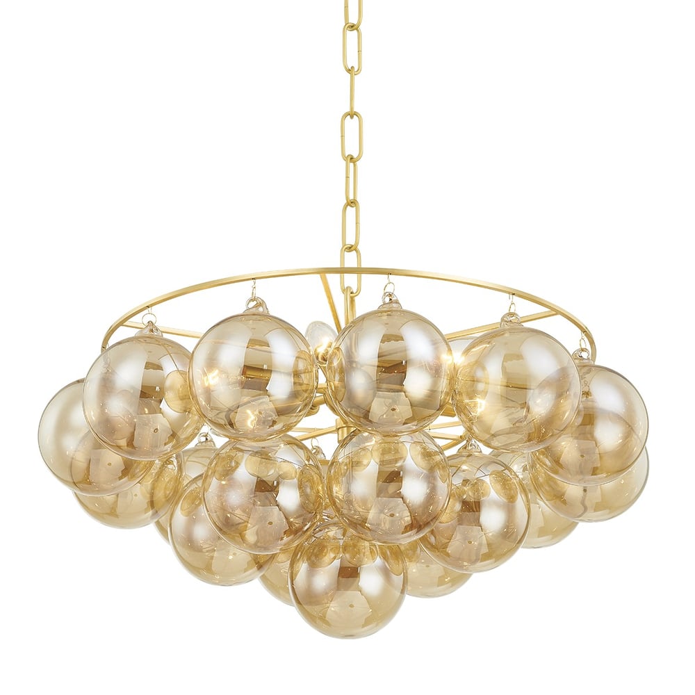 Mimi Chandelier in Champagne Glass and Aged Brass by Megan Molten