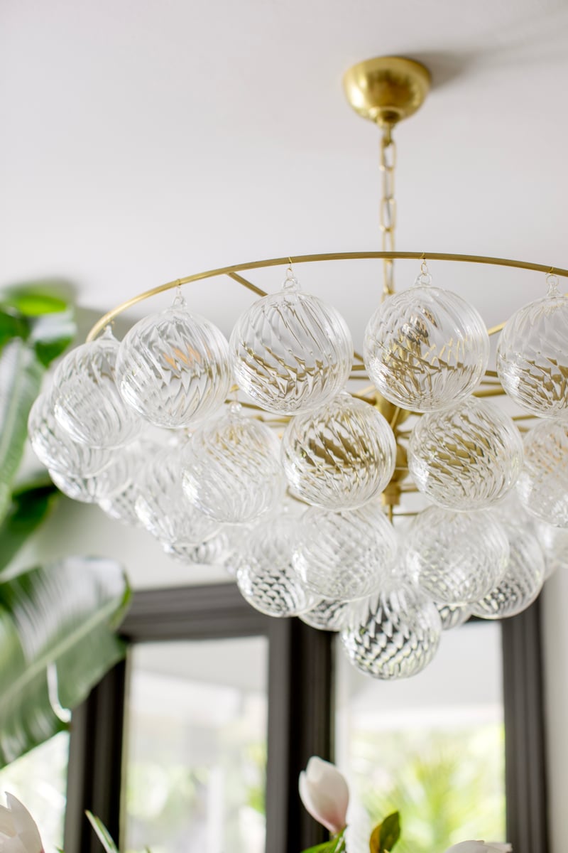 Mimi Chandelier in Champagne Glass and Aged Brass by Megan Molten