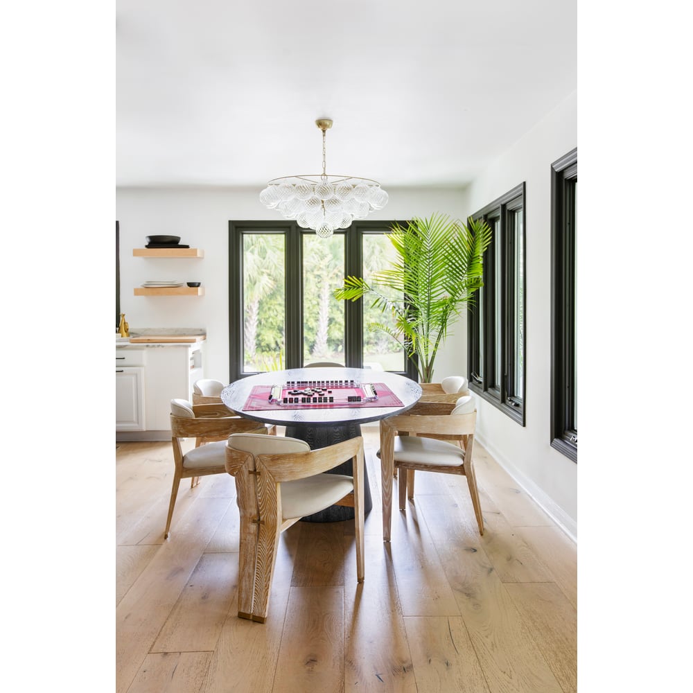 Mimi Chandelier in Champagne Glass and Aged Brass by Megan Molten
