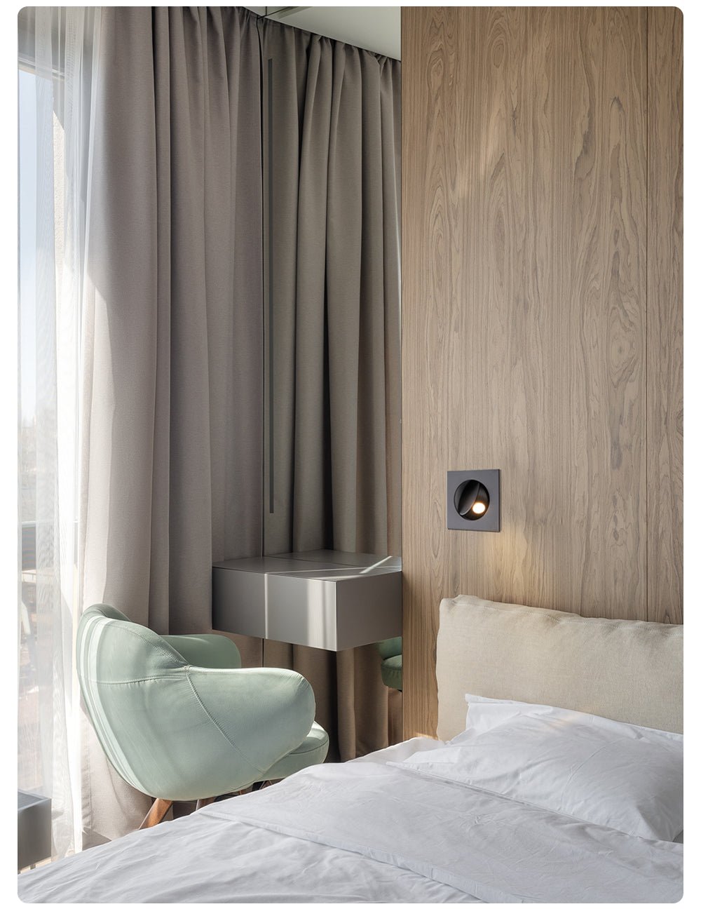 Modern Recessed Wall Sconce with Rotating LED Head, Black Finish