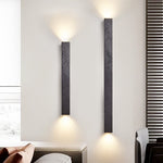 Black Travertine Linear Wall Sconce — Modern Stone Finish