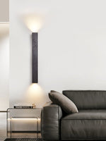 Black Travertine Linear Wall Sconce — Modern Stone Finish