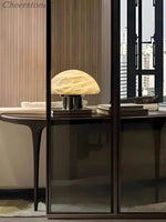 Mira Alabaster Mushroom Table Lamp – Natural Stone & Polished Steel