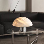 Mira Alabaster Mushroom Table Lamp – Natural Stone & Polished Steel
