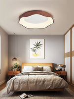 Mirage Wave Flush Mount Ceiling Light in Walnut Woodgrain Finish