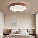 Mirage Wave Flush Mount Ceiling Light in Walnut Woodgrain Finish